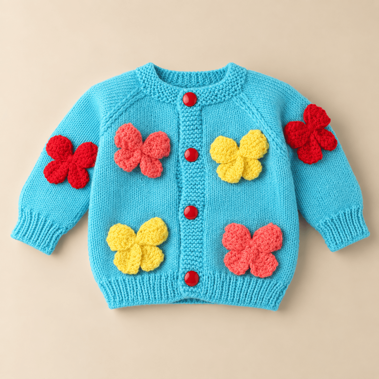 Woonie Girls Front Open Cotton Sweater for Winter Casual Wear in Blue