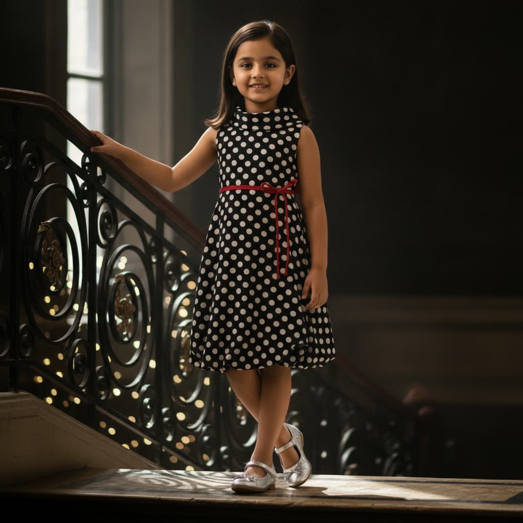 Faye Black Cotton Blend Sleeveless One Piece Dress for Girls - Formal/Partywear Summer Collection