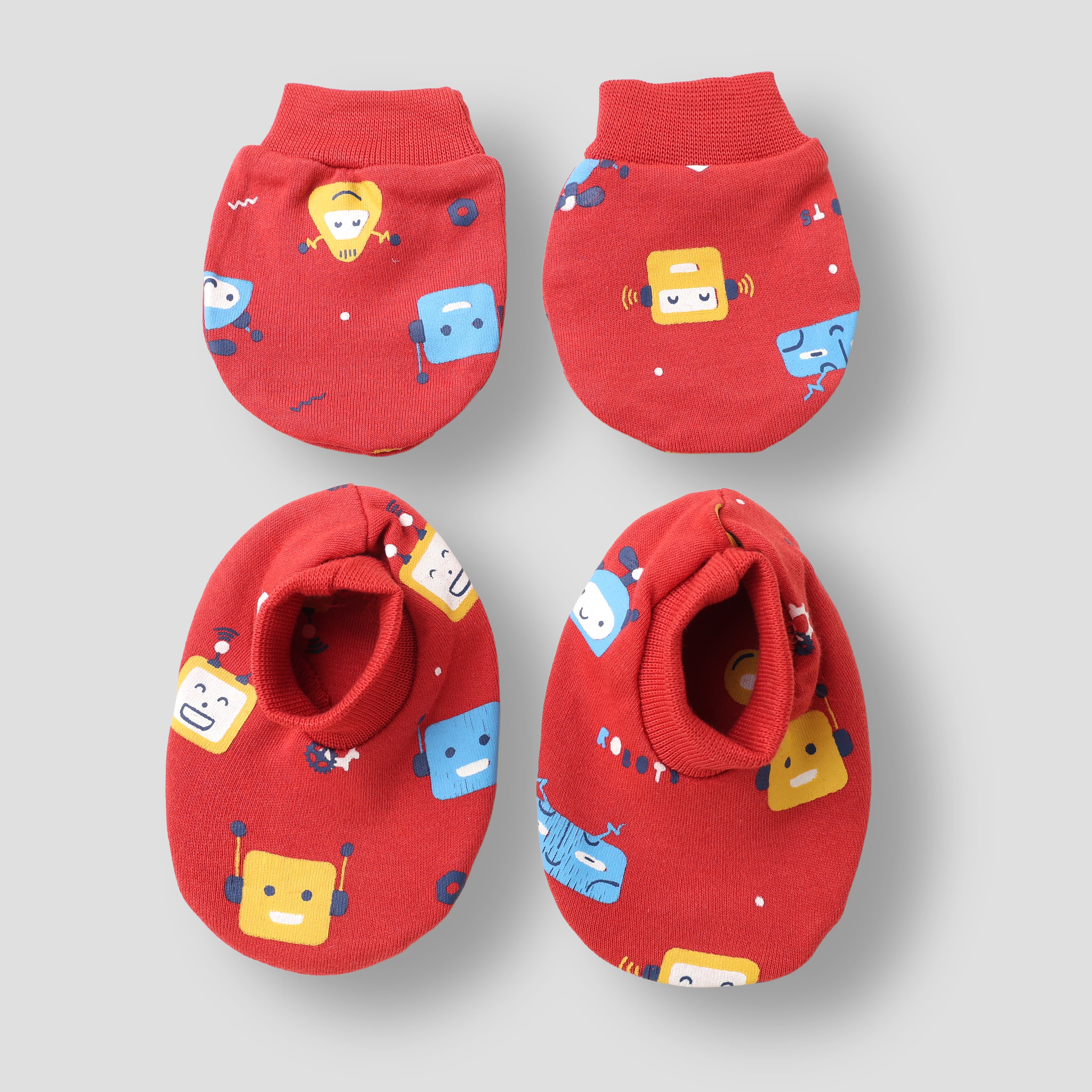 Simply Unisex Red Booties & Mittens Set | All Over Print | Casual, Travel & Outdoor Wear | Machine Wash