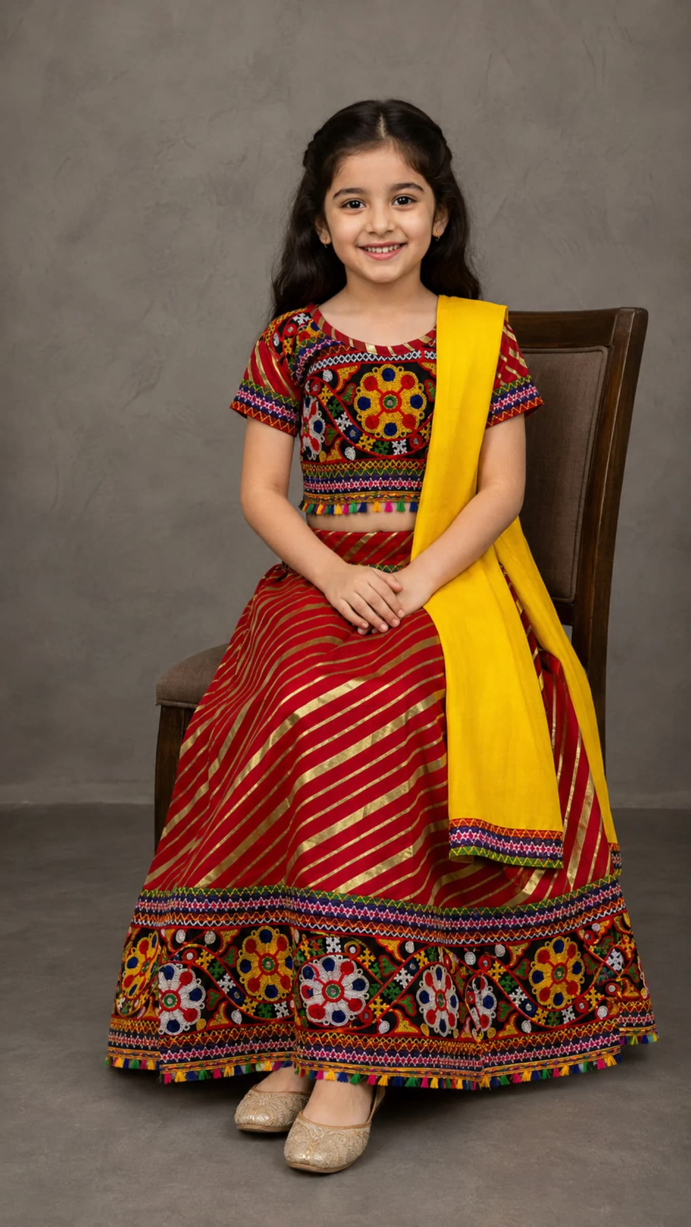 Ahhaaaa Red Lehenga Choli for Girls - Ethnic Wear for Formal/Partywear, All Season, Cotton-Blend Fabric Design May Vary