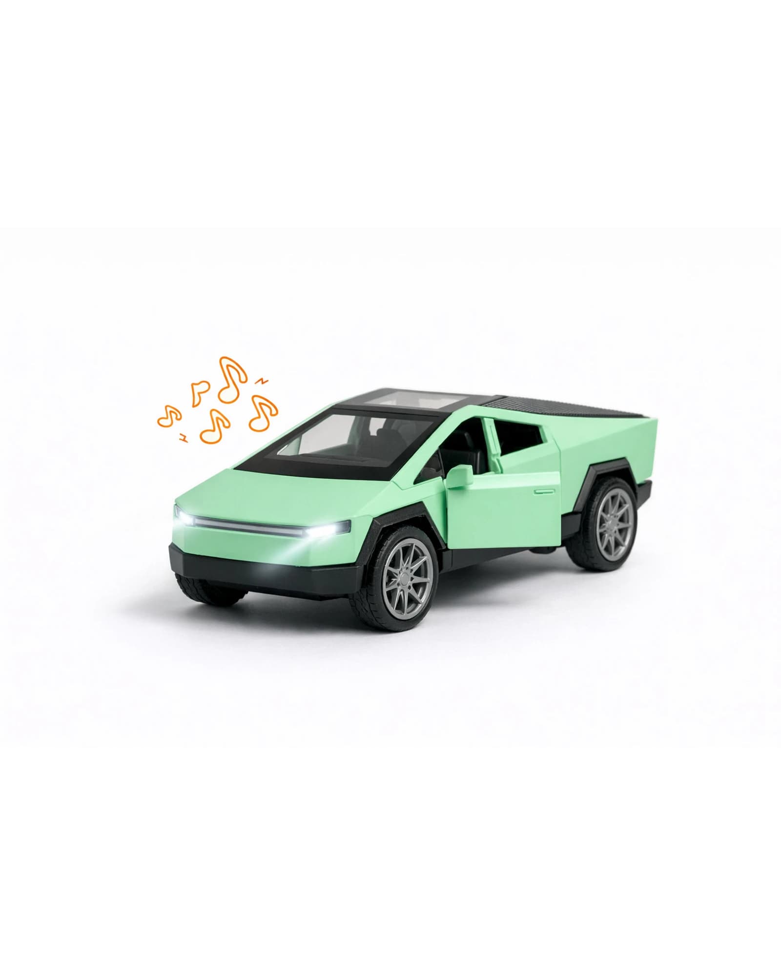 1:32 Green Tesla Cybertruck Die-Cast Model Alloy Pull-Back Toy with Openable Doors, Light & Sound