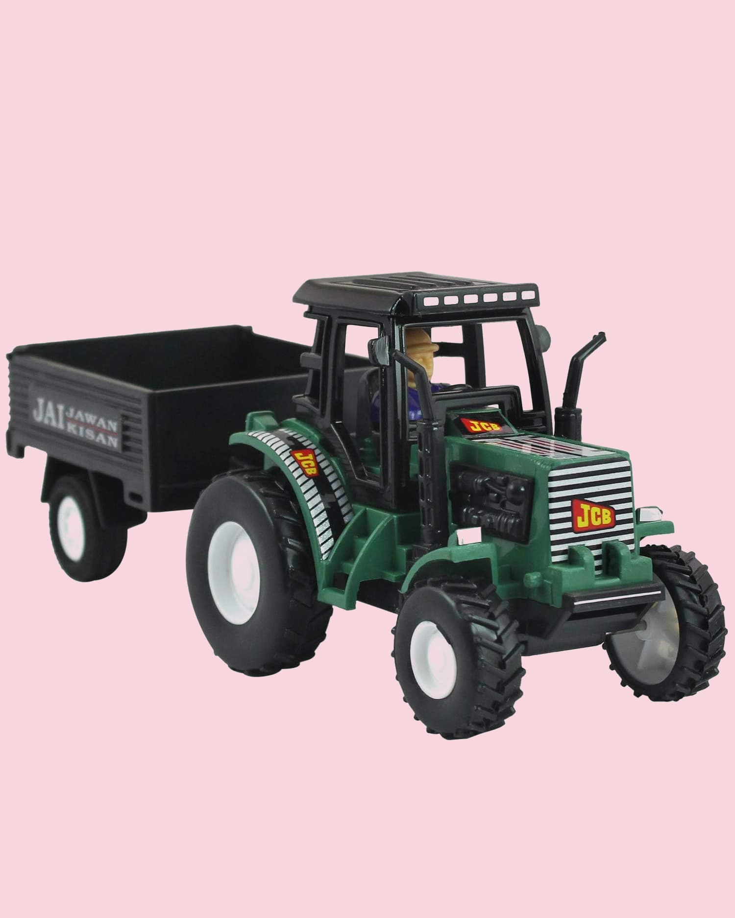 Shinsei Tractor and Trolley Durable Pull Back Toy |Educational Farmer Pretend Play for Kids |Green Color| Pack of 1