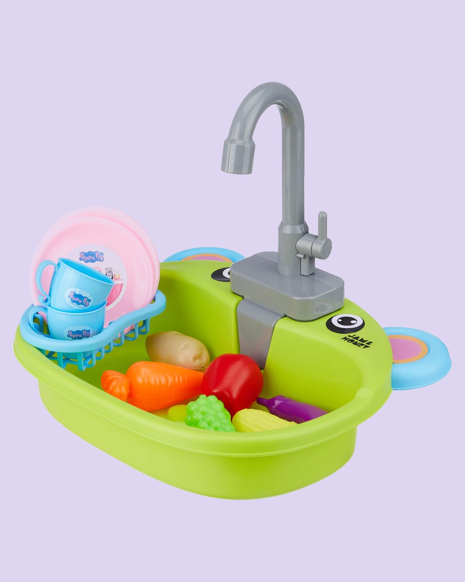 Peppa Pig Wash Up Kitchen Set Green | Water Pump & Utensils Pretend Play Kitchen Toy for Kids 3+ Years