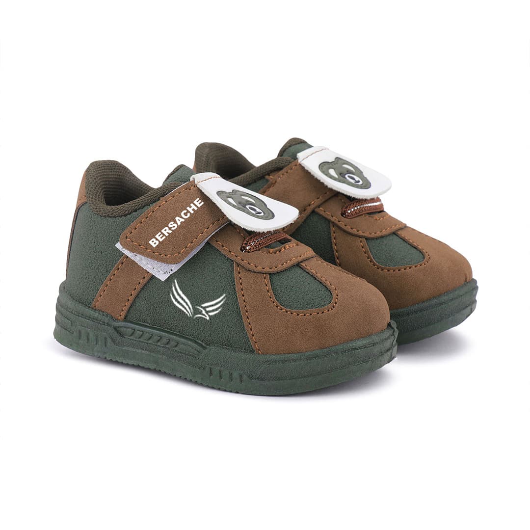 Bersache Green Boy's Synthetic Casual Shoes – Stylish Placement Print Velcro Footwear for Daily Wear, Parties & Travel