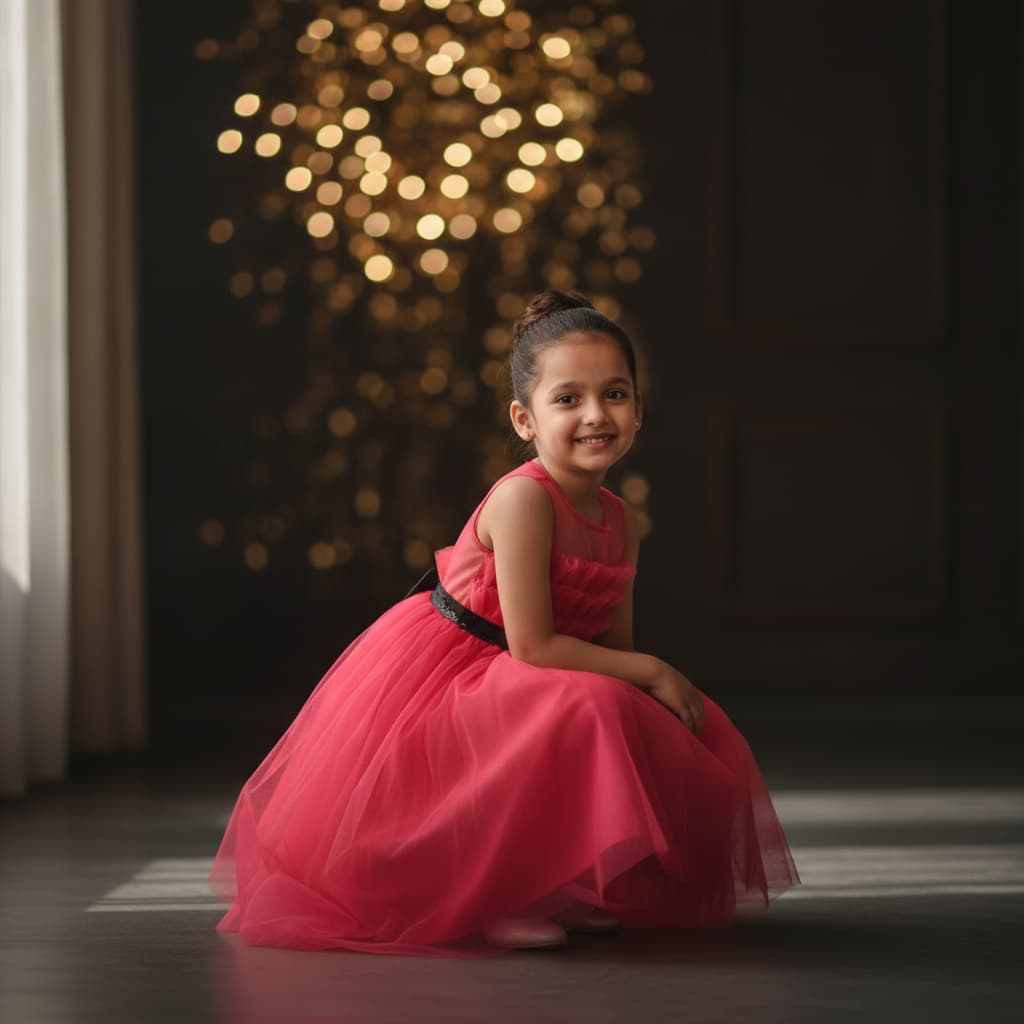 Toy Balloon Girls Cotton Party Dress – Sleeveless Round Neck Gown