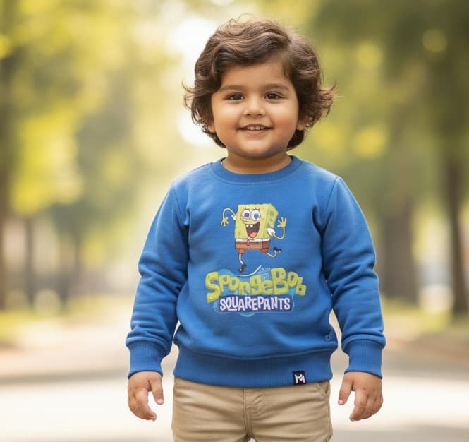 Minute Mirth Royal Blue SpongeBob SquarePants Sweatshirt for Boys - Casual All Season Wear