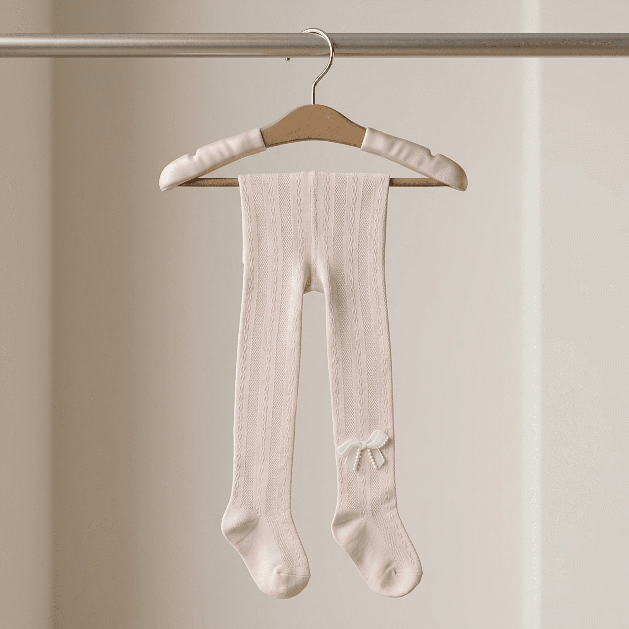 Syga Girls Light Pink Cotton Full-Length Stockings for Casual Daily Wear