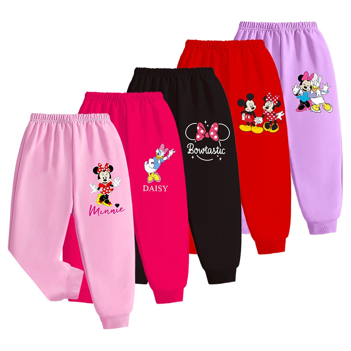 Kuchipoo Light Pink, Dark Pink, Black, Red & Lavender Full Length Cotton Blend Joggers for Girls - Casual Daily Wear