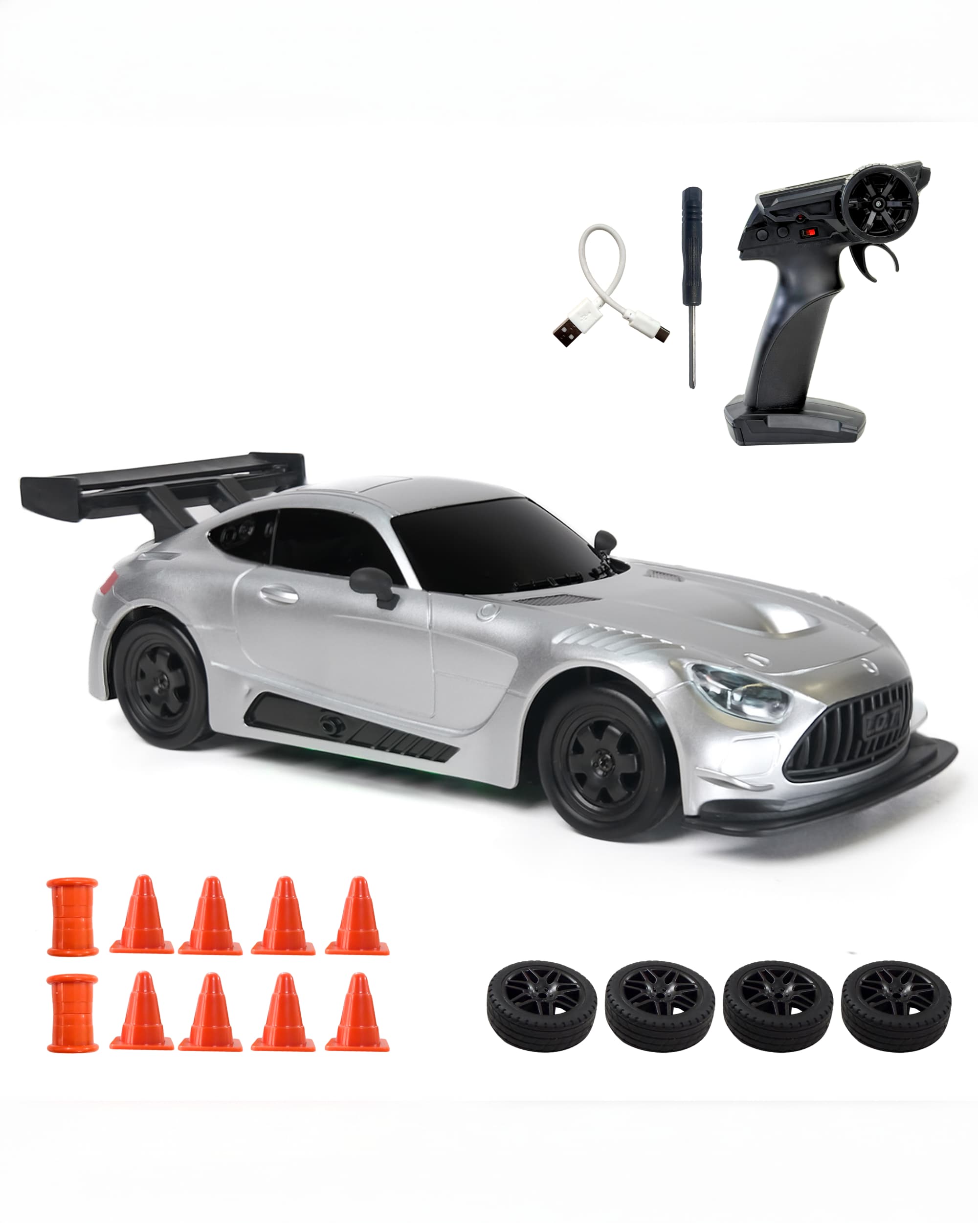 L.O.T Cars Shadow RC Drift Car | High-Speed Remote Control Racing Toy Car with Smooth Drift Action for Kids (Asphalt Silver)