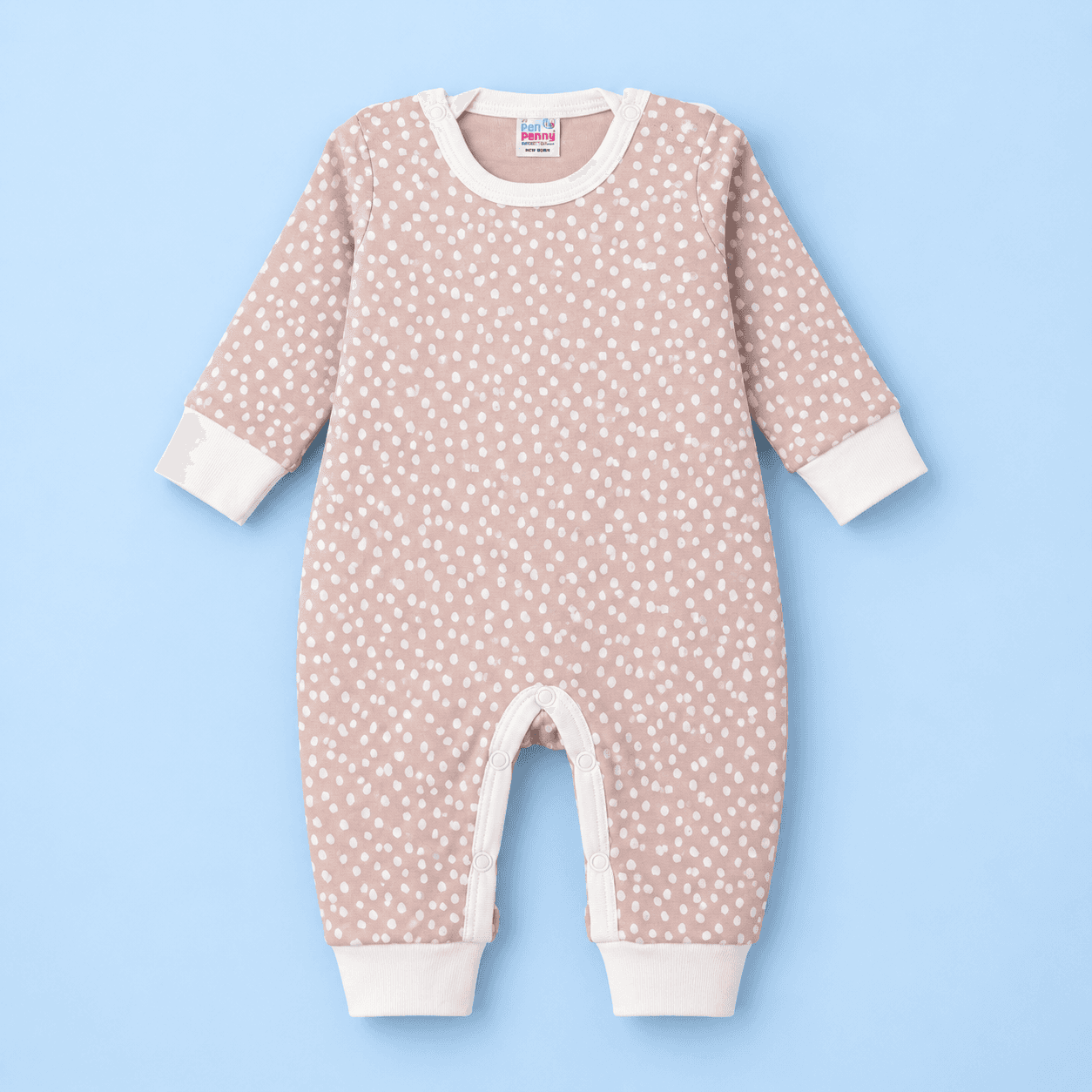 Ben Benny Unisex Brown Cotton Romper | Full Sleeves | Round Neck | Shoulder Snap Buttons | Full Length | Mid Rise | Regular Fit | All-Season Casual Wear