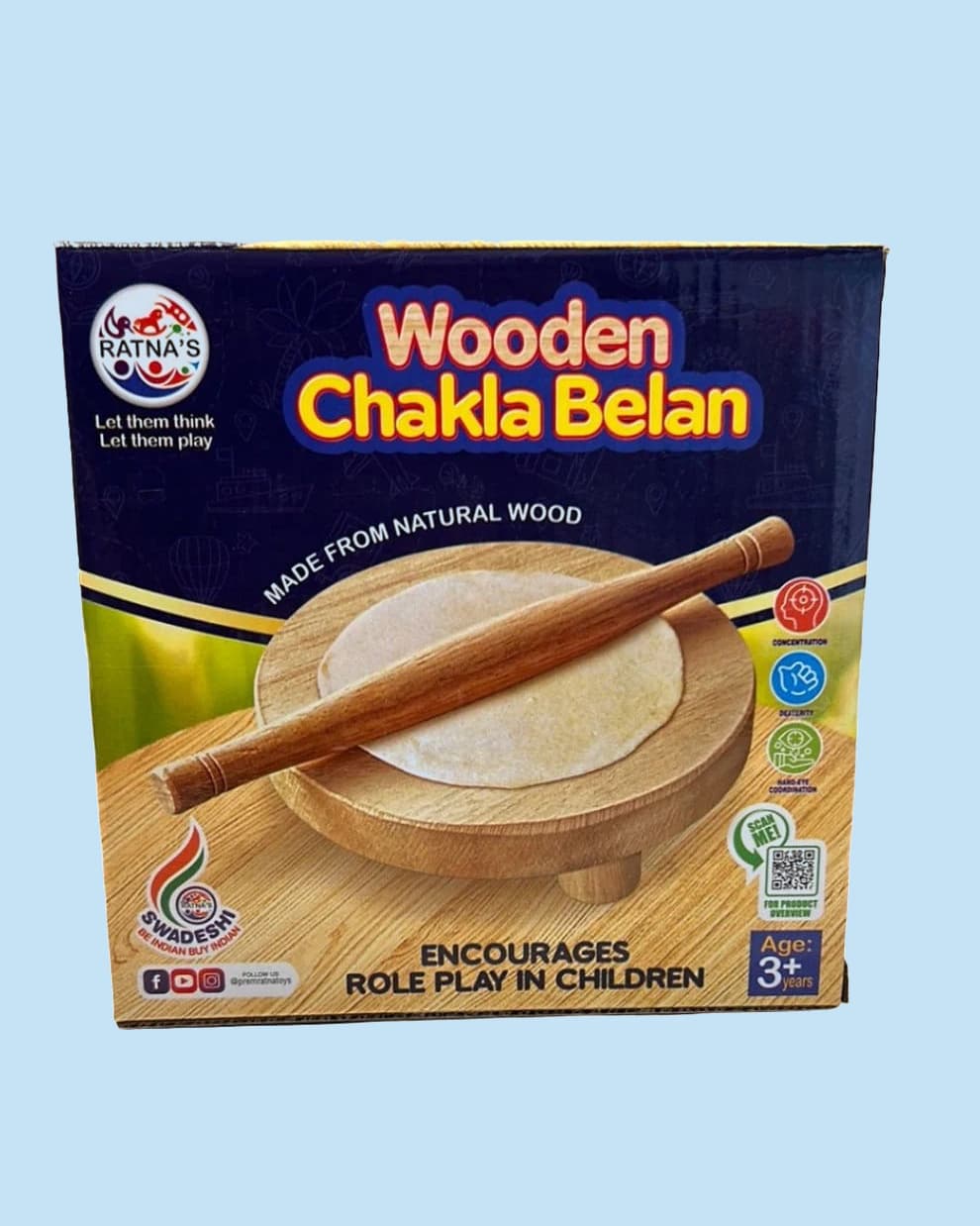 Wooden Chakla Belan Toy Set | Kitchen Role Play & Imaginative Fun