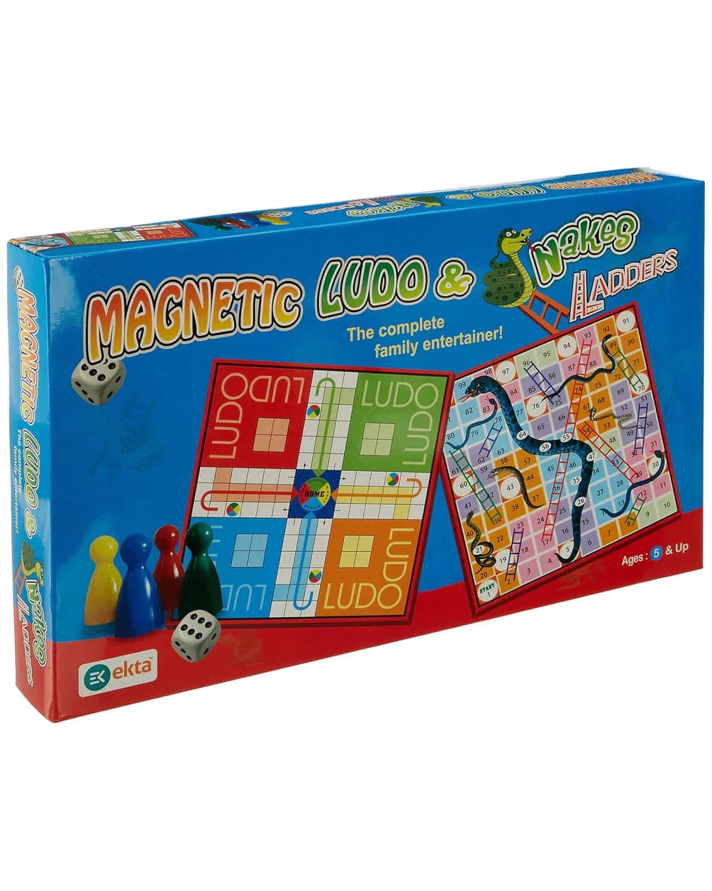 Ekta 2-in-1 Magnetic Ludo & Snakes ’n’ Ladders Board Game for Kids – Foldable & Travel-Friendly Educational Set for Family Game Night