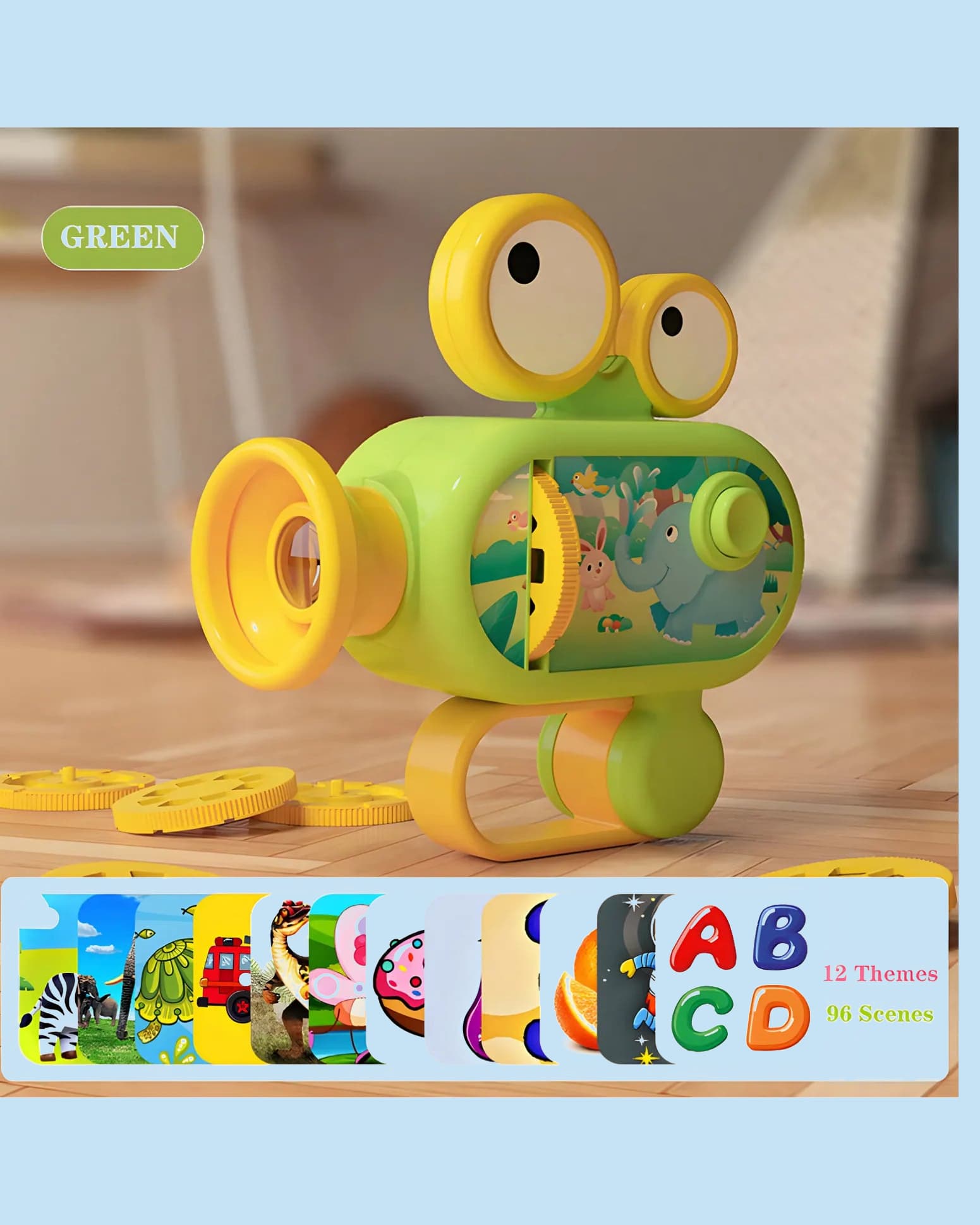 Jollyora Projector Flashlights for Kids - Projector Lamp for Girls Fun Cognition Bedtime Toy, Led Projector Flashlights for Kids - Green