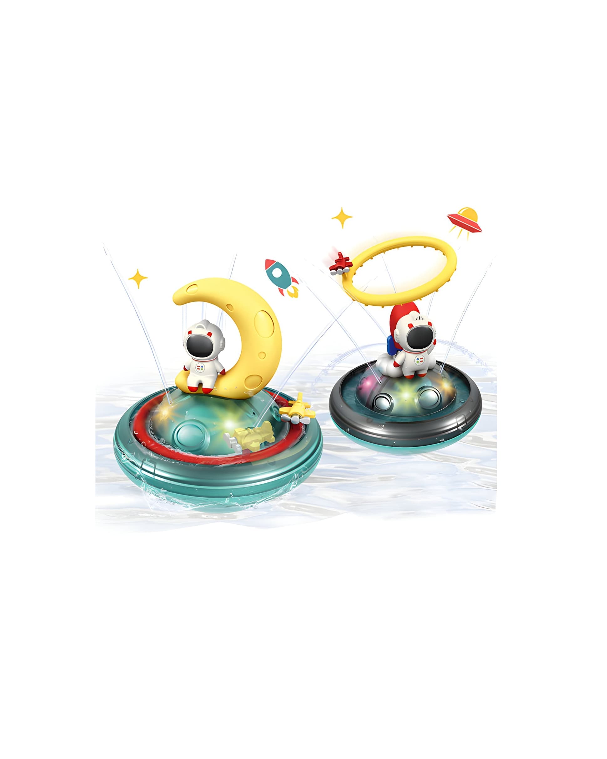 NEGOCIO Baby Bath Toy Children Water Toy With Light, Automatic Induction Spray, Space Theme- Pack of 1