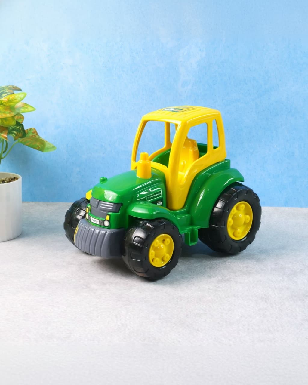 DEODAP Friction Powered Green Tractor Toy for Kids | Push & Go Free Wheel Farm Vehicle | Battery-Free (1 Pc)
