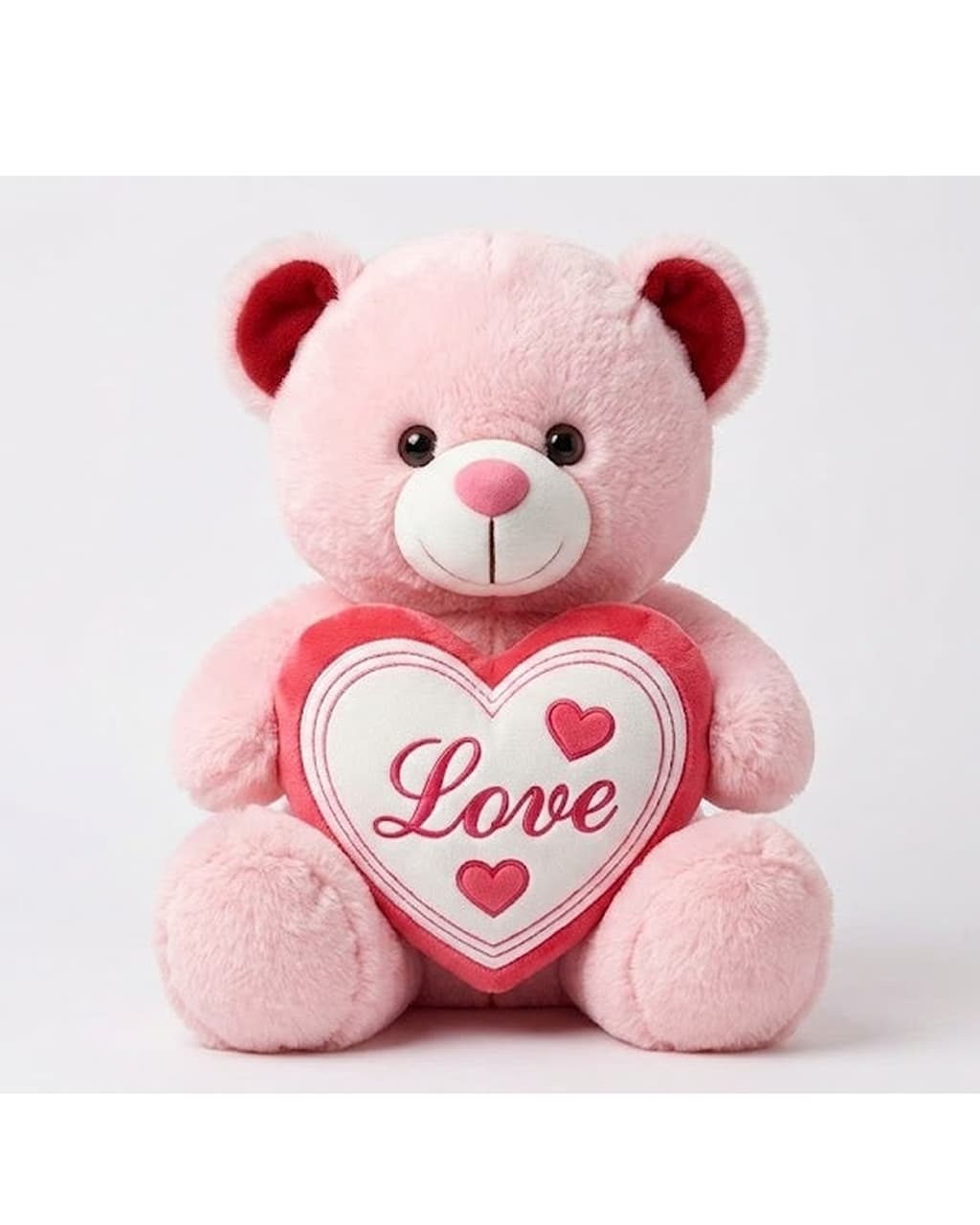 Poshampa Soft Plush Light Pink Teddy Bear with Love Heart Toy for Kids