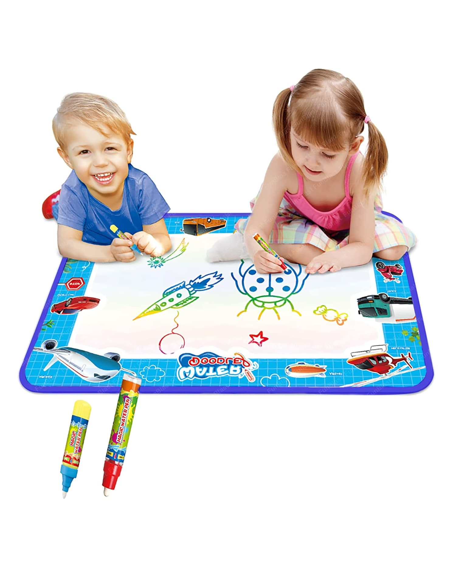 Jollyora Water Color Mat Doodle Water Drawing Mats 2 in 1 No Mess Coloring Educational Painting Toys for Toddlers Boys Girls Indoor/Outdoor Play - PACK OF 1 - COLOR MAY VARY