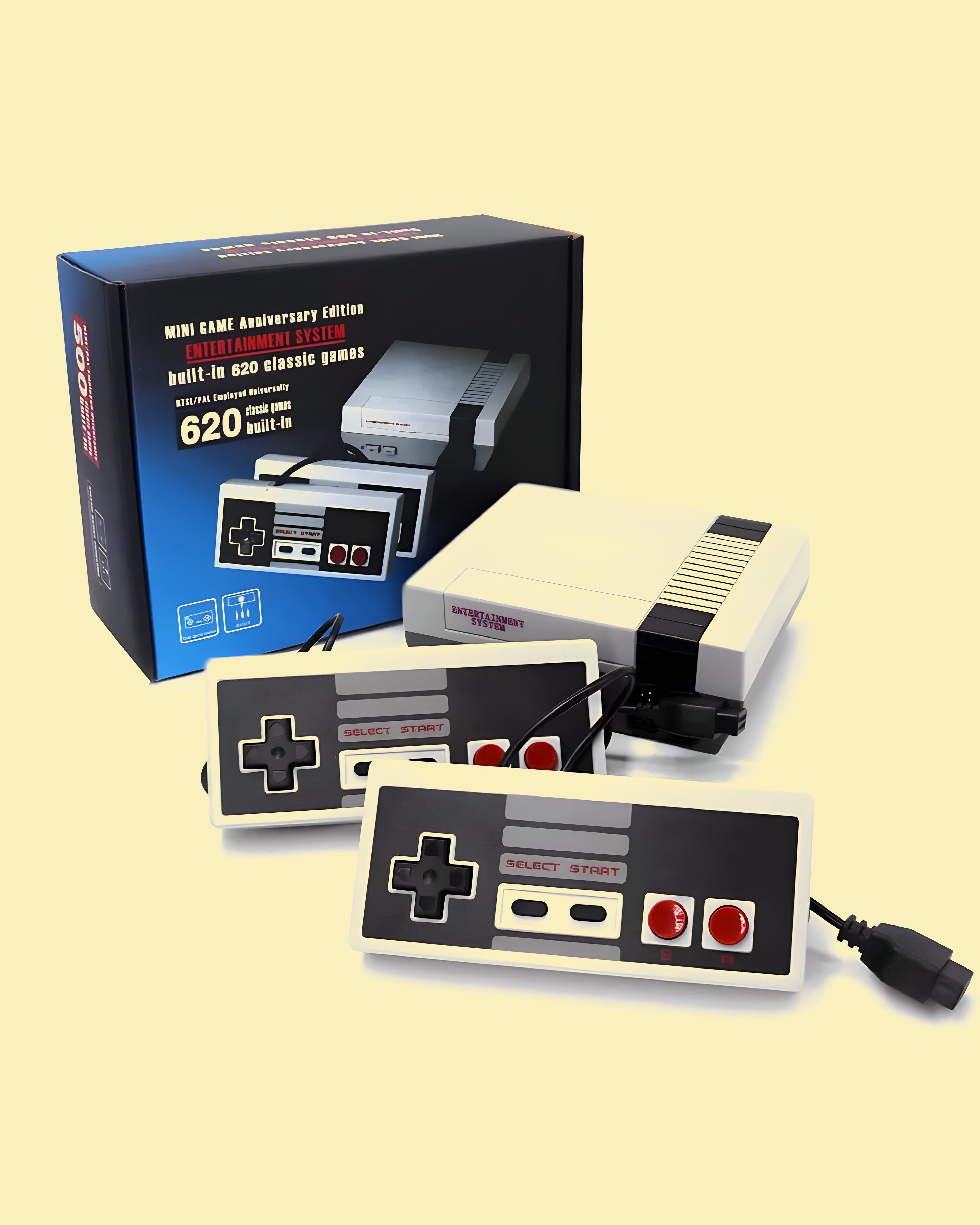 Jollyora Video Games for Kids Classic Retro Game Console with 620 Video Games and 2 Classic Controllers - Plug and Play TV Games with AV Output-PACK FO 1- COLOR MAY VARY