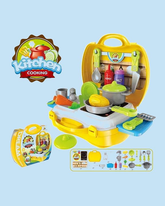 Jollyora Ultimate Kid Chef's Bring Along Kitchen Cooking Suitcase Set - COLOR MAY VARY