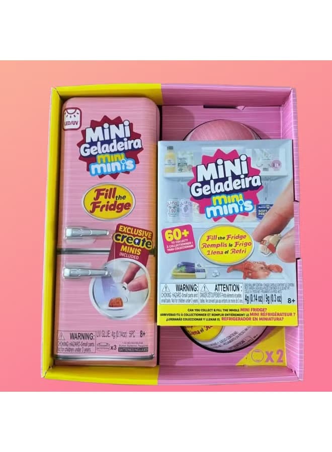 Mini Brands Fill the Fridge Toy Playset with Light | Pretend Play Refrigerator Set for Kids | Fun Role Play | Colour May Vary