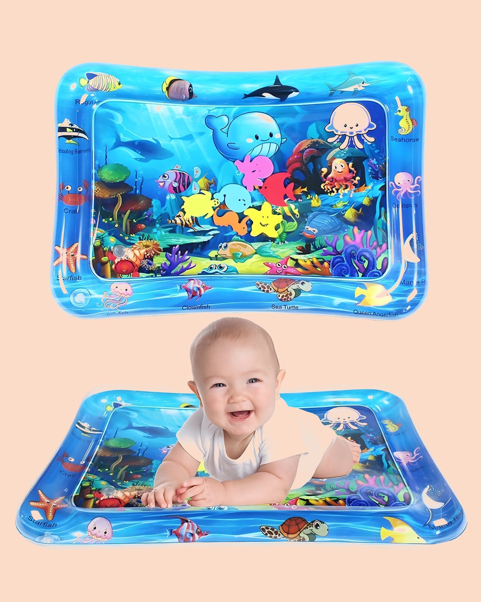 Jollyora Baby Kids Water Play Mat Toys Inflatable Tummy Time Leak-Proof Water Play Mat - Fun Activity Play Center Indoor And Outdoor Water Play Mat For Baby - PACK OF 1 - COLOR MAY VARY