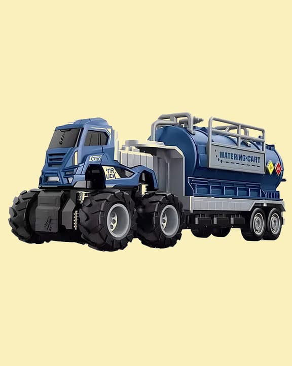 Jollyora Unbreakable Friction Powered Watering Cart Miniature Trailer Metal Die-Cast Oil &Water Tanker Transport Truck Toys for Kids- PACK OF 1- COLOR MAY VARY