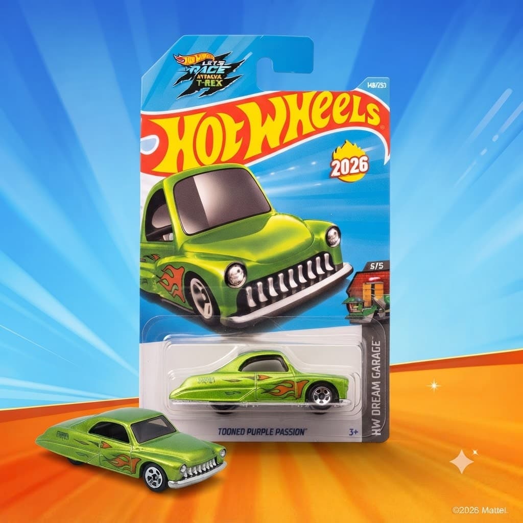 Hot Wheels Tooned Purple Passion Die-Cast Toy Car – HW Dream Garage Series Collectible Vehicle, Ages 3+