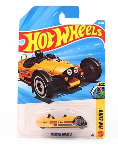 Hot Wheels Morgan Super 3 Die-Cast Toy Car | HW Euro Series | Yellow Sports Car Model | Collectible Toy for Kids 3+
