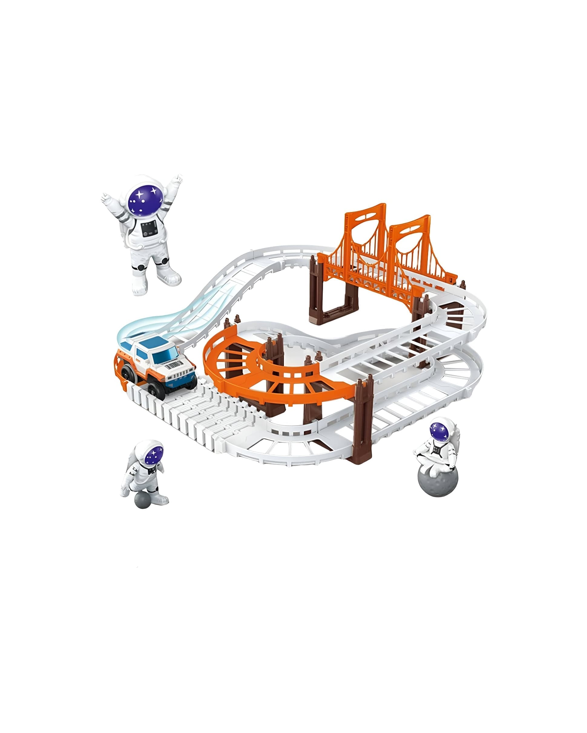 Jollyora DIY Electric Race Track Slot Toys Battery Operated Car for Space Assembly (Color May Vary)