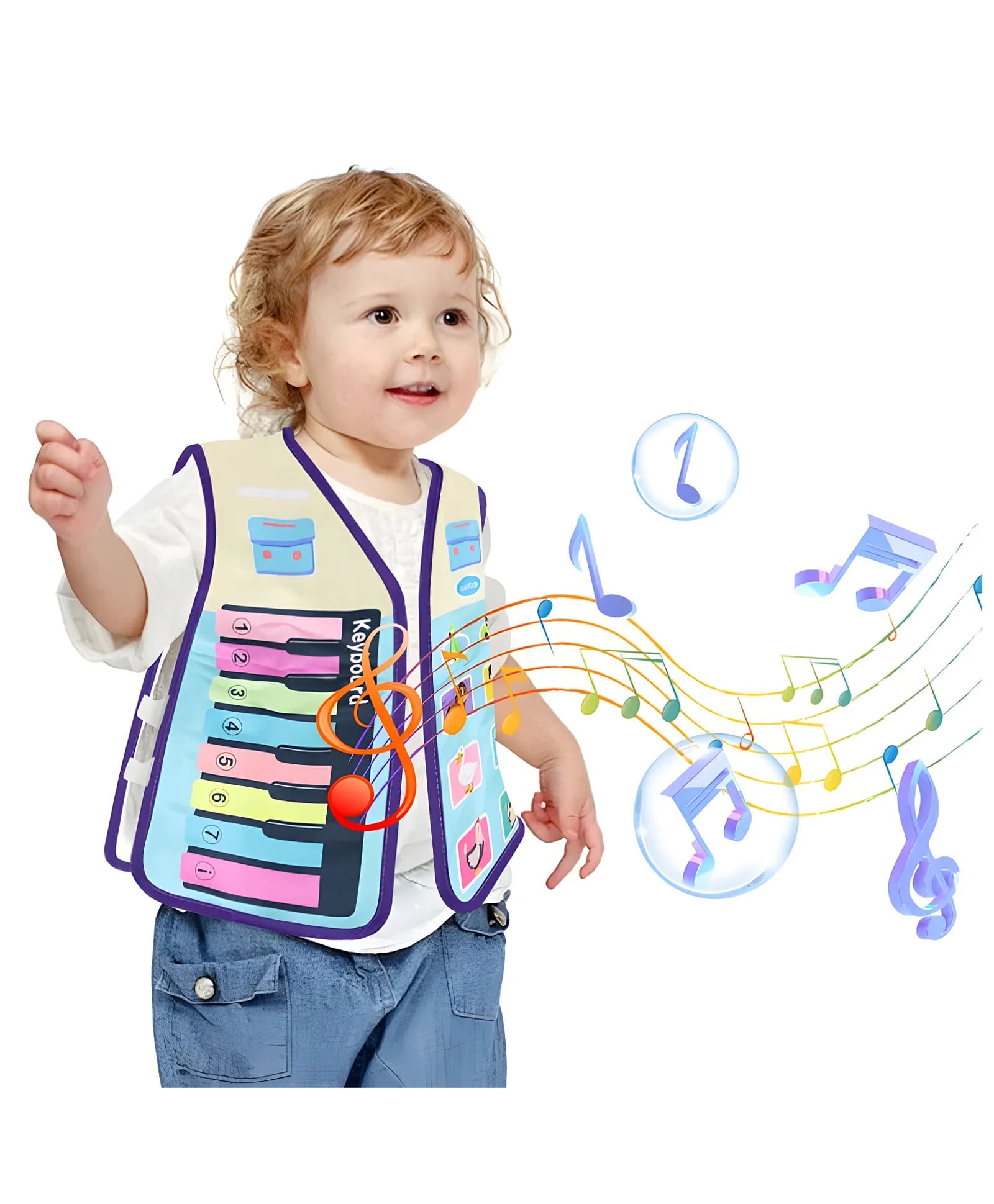 Jollyora Multifunctional Musical Vest, Interactive Vest with Piano Keyboard and 8 Animal Sound Patches, Early Education for Toddler and Kids, Promotes Learning & Coordination | Pack of 1.