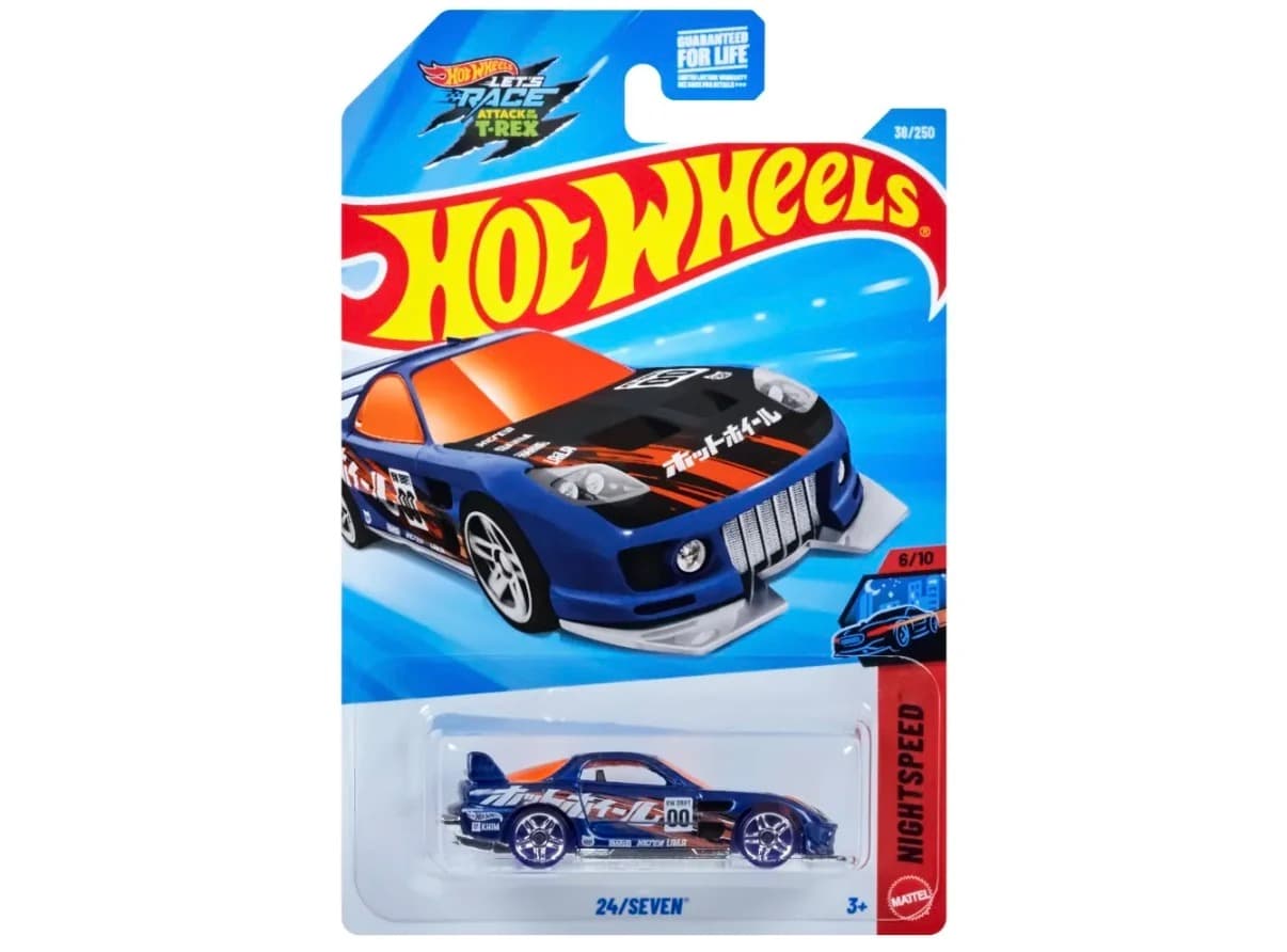 Hot Wheels 24/Seven Die-Cast Toy Car – Nightburnerz Series Collectible Vehicle, Blue, Ages 3+