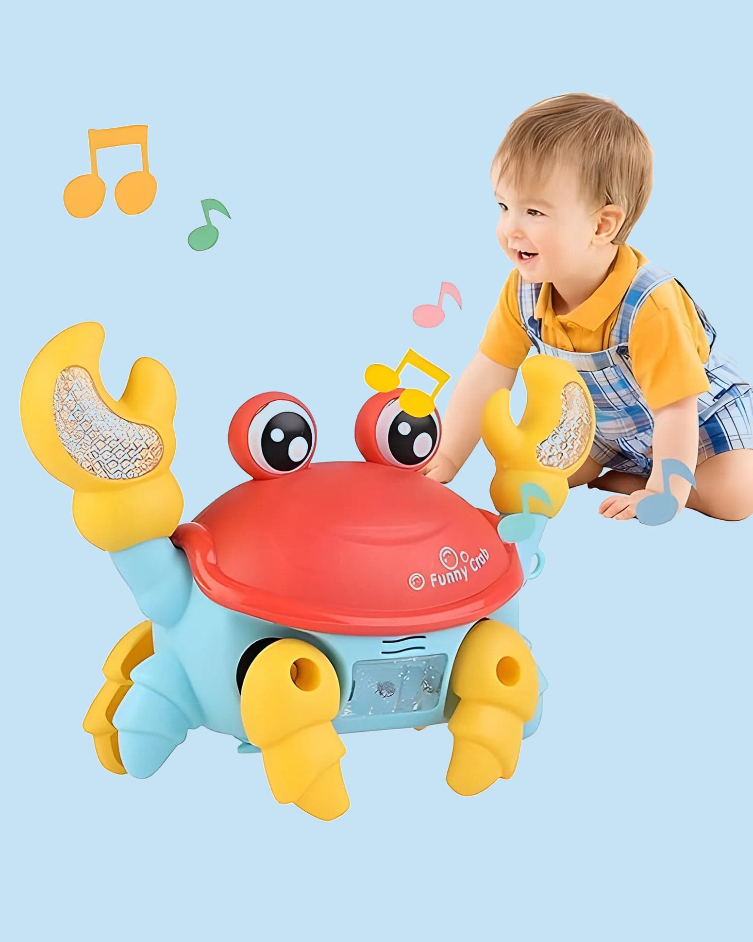 Jollyora Crab Baby Toy Crawling with Music & LED Light Funny Wind-up Crab Swimming Floating Toy (Color May Vary)