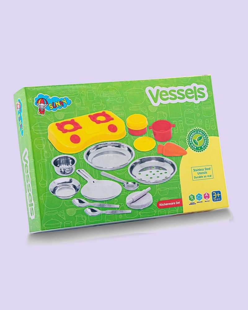 Sunny Kitchen Vessels Set for Kids 3Y+ | Durable Pretend Play Cooking Set with Realistic Design | Safe & Educational Role Play Toy for Boys & Girls