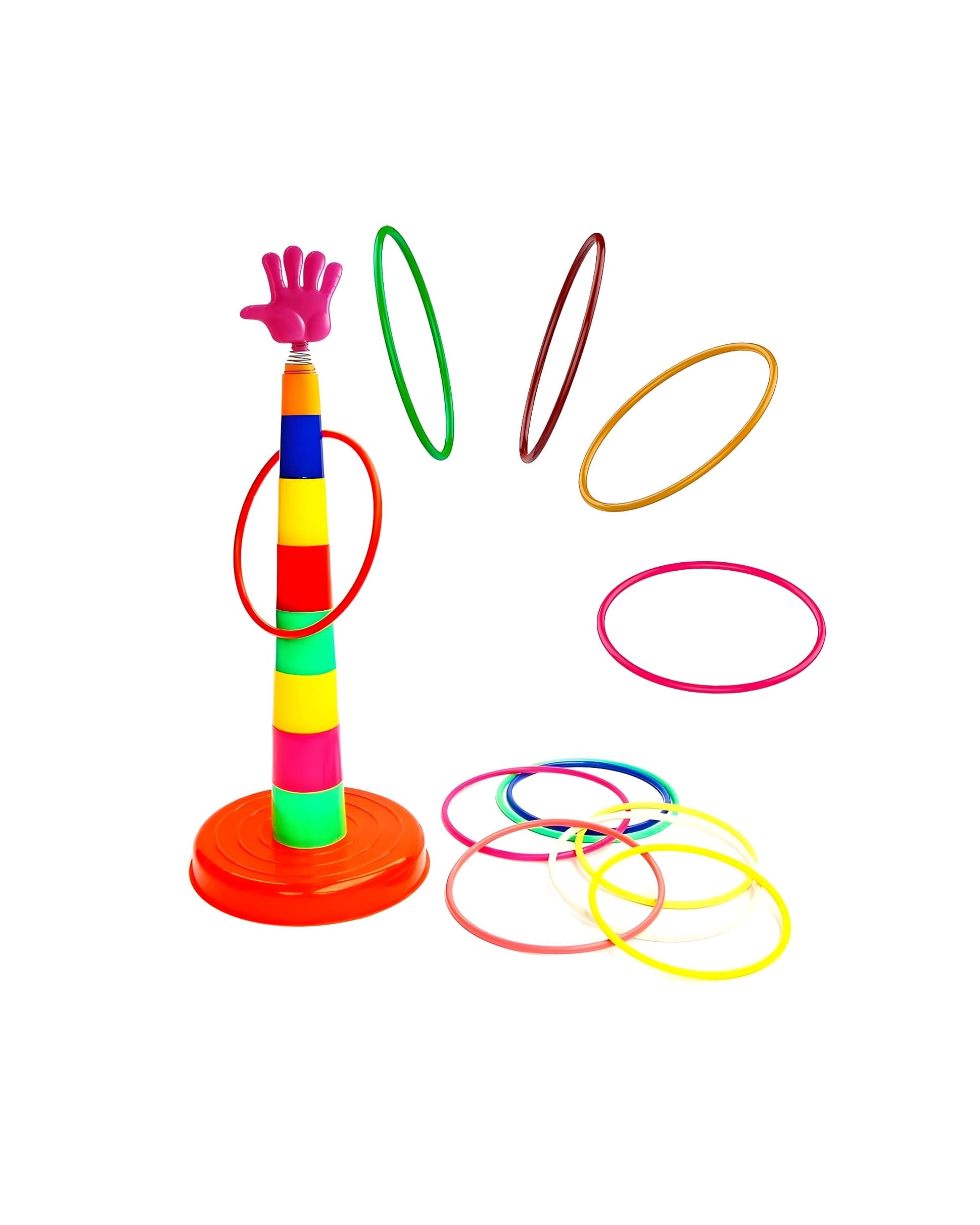 Jollyora 2 in 1 Ring Toss Game - Hoopla Throw Game for Kids - Shape Sorter Color Recognition Aim and Strike Game - PACK OF 1 - COLOR MAY VARY