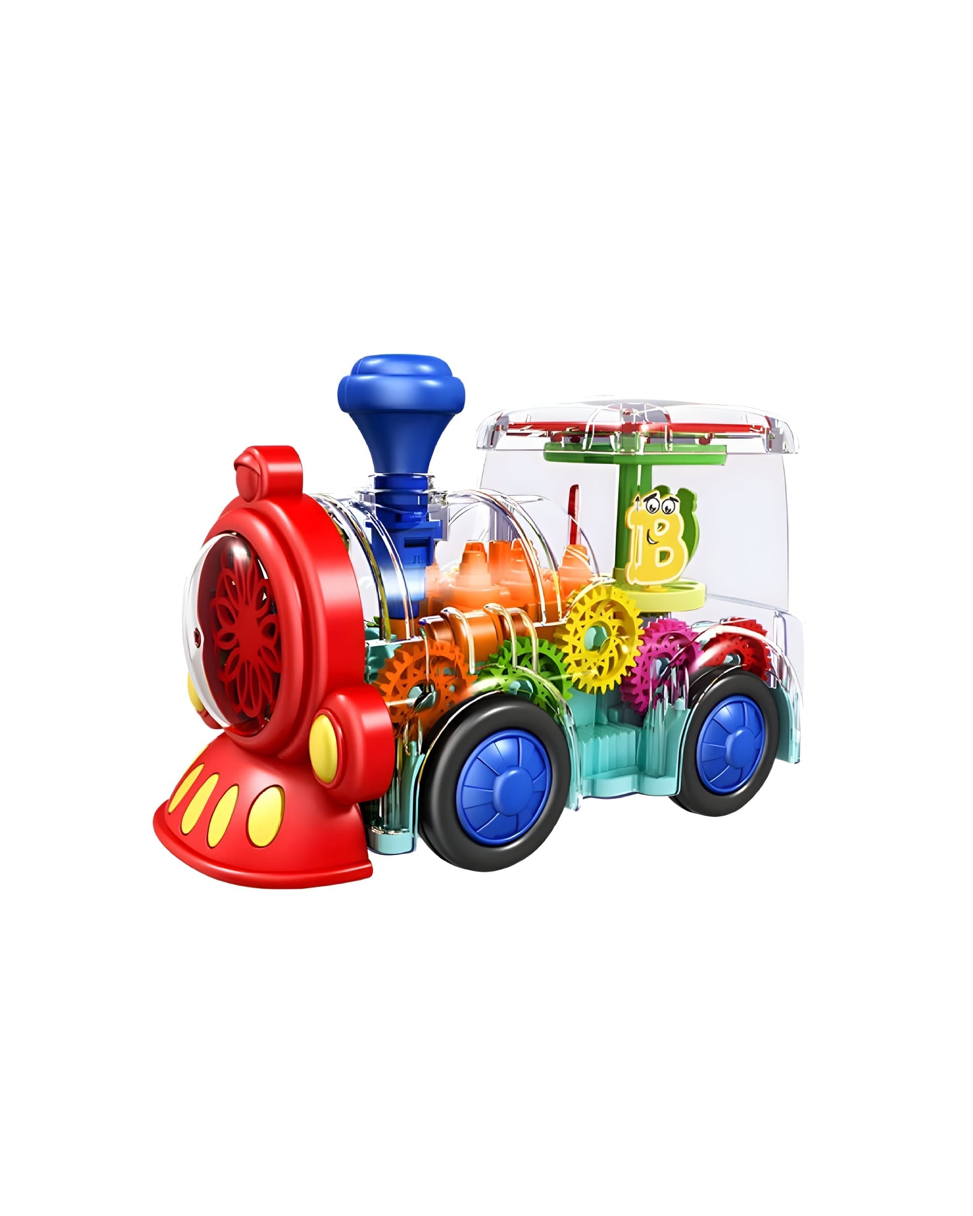 Jollyora Universal Walking Train Musical Toys, 3D Colourfull Lights Gear Transparent Train Toy for kids- PACK OF 1- COLOR MAY VARY