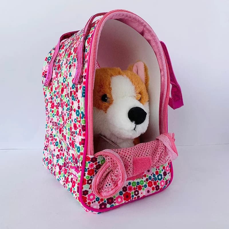 Mirada Dog Pet in a Bag Plush Toy | Cute Soft Stuffed Animal with Carry Bag | Fun Pretend Play Gift for Kids Boys & Girls