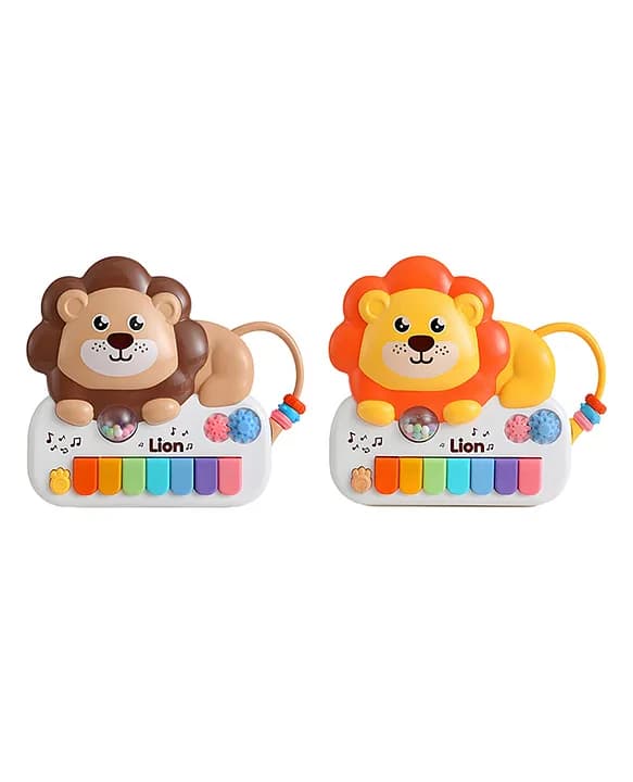 Jollyora Electronic Organ Light-Up Piano Keyboard Educational Lion Animal Toy for Kids | Pack of 1 | Color May Vary.