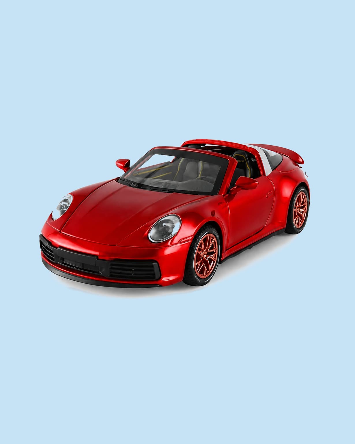 Porsche 911 Targa 4S Style Die-Cast 1:32 Scale Alloy Toy Car, Pull Back Action, Sound & Light, Sports Car Model-Red