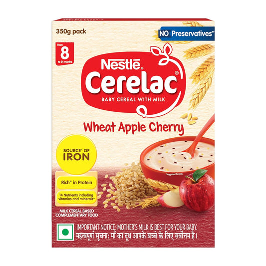 CERELAC Baby Food Cereal, No Preservatives, Wheat Apple Cherry for 8 to 24 Months Baby, Source of Iron & Protein