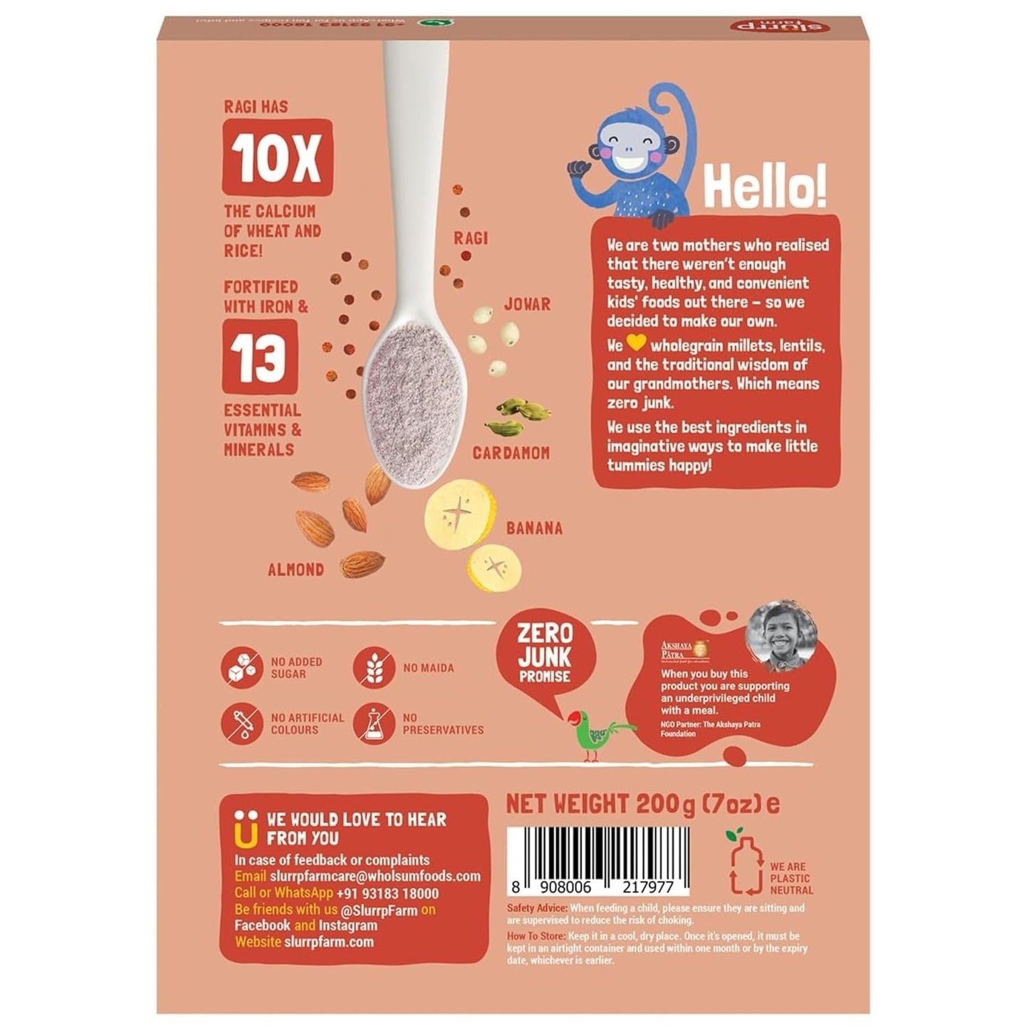 Slurrp Farm Ragi Cereal – 200g Millet Mix for Kids