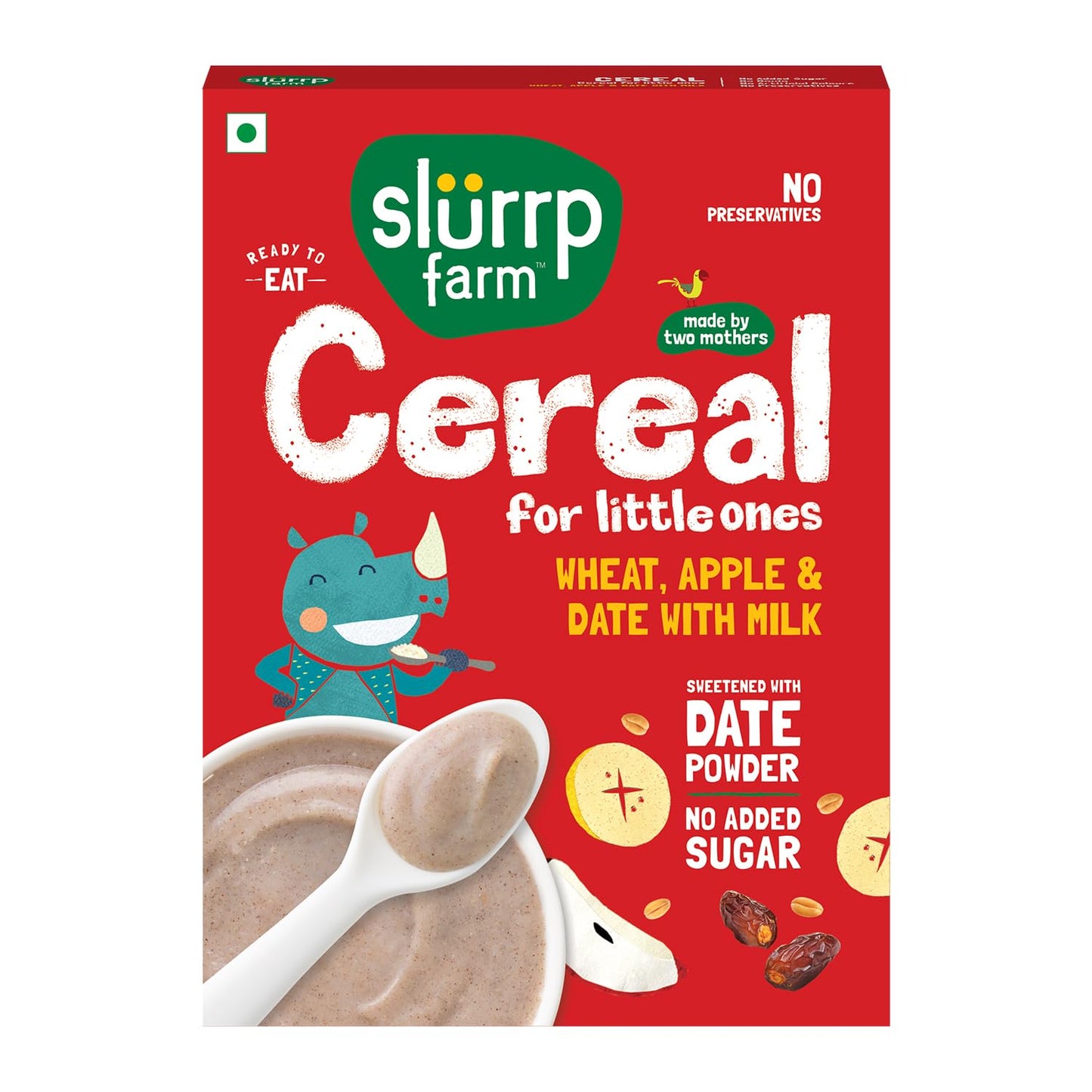 Slurrp Farm Instant Cereal – Wheat, Apple & Date | No Added Sugar, No Preservatives | 200 g