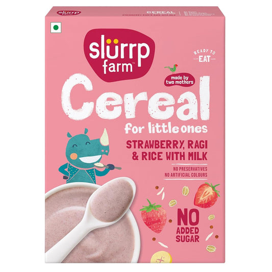 SLURRP FARM Instant Healthy Cereal- Strawberry, Ragi & Rice With Milk - 200 gm