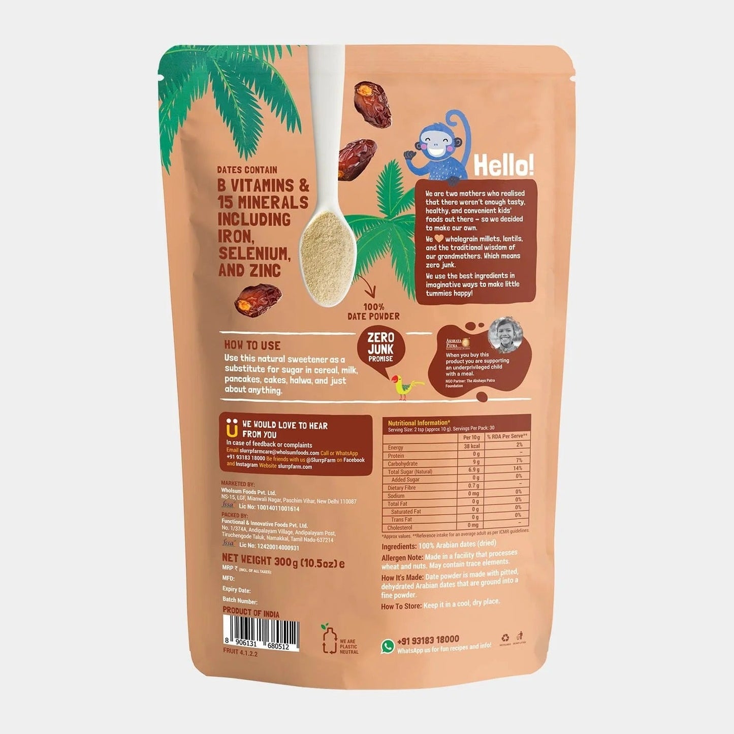 Slurrp Farm Date Powder For Kids Is A 100% Natural Sweetener - 300gm