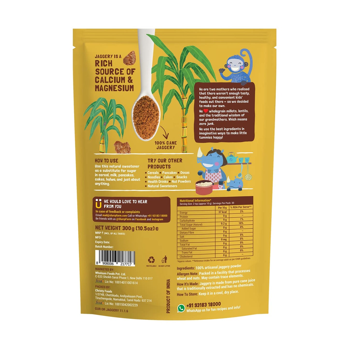Slurrp Farm Jaggery Powder – Natural Sweetener, 300g