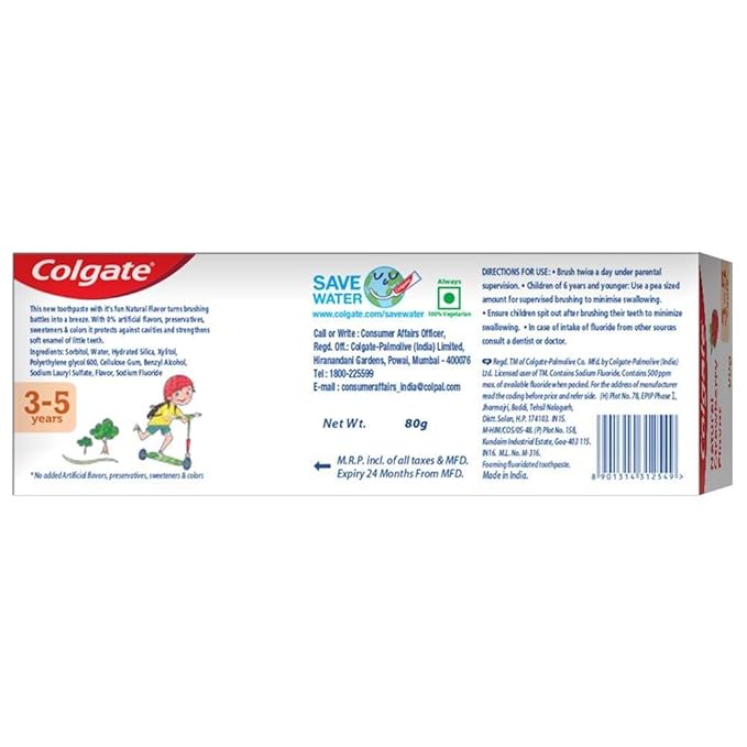 Colgate Kids Anticavity Toothpaste – Strawberry Flavour (80g): Gentle Cavity Protection with a Fun, Kid-Friendly Taste