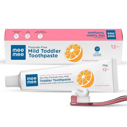 Mee Mee Fluoride-Free Kids Toothpaste, Orange, Triple Calcium, Cavity Protection, 70g (Age 3+)