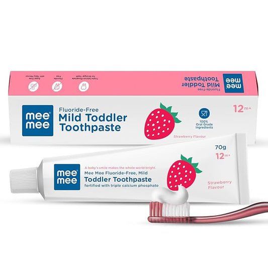 Mee Mee Fluoride-Free Kids Toothpaste, Strawberry, Cavity Protection, 70g