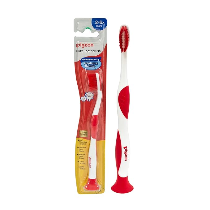 Pigeon Kids Toothbrush, Red, Ages 2-6