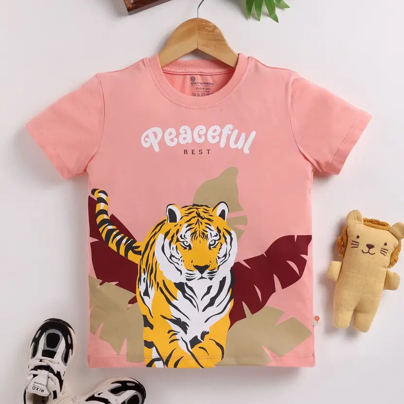 Elemenopee Pink & White Boys’ Tees – Soft Cotton, Fun Prints, Ready for Adventure!