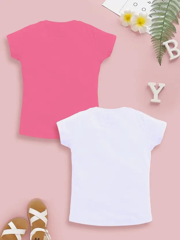 Playful Pair – Girls’ Unicorn & Happy Everyday Printed Cotton Tees